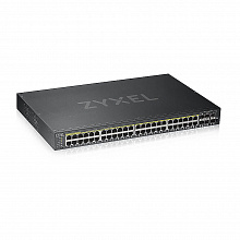 GS1920-48HPv2 - Коммутатор ZYXEL, управляемый, порты: 44xGE PoE+, 4xCombo (SFP/RJ-45 PoE+), 2xSFP, бюджет PoE 375Вт
