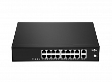 ST-NS216MB-GD - Неадминистрируемый коммутатор, 16 RJ-45 POE портов (10/100 Мбит/с), 2 RJ-45 Uplink порта (1000 Мбит/с), бюджет на порт до 30 Вт, общий бюджет до 175 Вт.