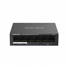 MS106P - 6-портовый настольный коммутатор 10/100 Мбит/с с 4 портами PoE+. Порты: 4 х 10/100 Мбит/с PoE+ Ports, 2 ? порта 10/100 Мбит/с без PoE, Mercusys