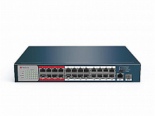 Сетевой неуправляемый коммутатор DS-S2624P (B) 24 PoE портов, 8 приоритетных PoE