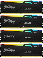 Память DDR5 4x32GB 5600MHz Kingston KF556C40BBAK4-128 Fury Beast Black RGB RTL Gaming PC5-44800 CL40 DIMM 288-pin 1.25В dual rank с радиатором Ret