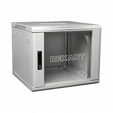 04-0966-111 - Настенный шкаф 19" 9U 600?600, дверь сплошное стекло, серый, RAL 7035 Rexant