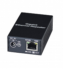 SR01X - Повторитель Gigabit Ethernet SC&T для увеличения расстояния передачи до 120м. Возможно каскадное подключение повторителей.Порты: Вх.  RJ45 (10/100/1000Base-T), DC5В (2,5x1мм); вых. RJ45 (10/100/1000Base-T).