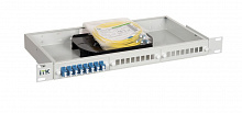 FOBX24-1U-16LCUD09 - 1U Оптический распределительный кросс укомплектованный: адаптеры LC (duplex) 16шт; пигтейлы LC/UPC 9/125 (OS2); сплайс-кассета; КДЗС, ITK