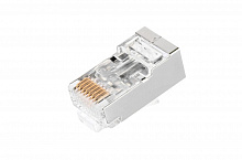 Коннектор NIKOMAX RJ45/8P8C под витую пару, Кат.5е (Класс D), 100МГц, покрытие 50мкд, универсальные ножи, сквозной, экранированный, круглый ввод, уп-ка 100шт.