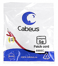 Cabeus PC-UTP-RJ45-Cat.5e-0.15m-RD - Патч-корд U/UTP, категория 5е, 2xRJ45/8p8c, неэкранированный, красный, PVC, 0.15м