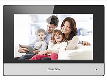 DS-KH6320-TE1 - 7“ IP видеодомофон. Сенсорный 7" цветной TFT LCD экран с разрешением 1024*600; встроенные микрофон и динамик; слот для TF карты до 32Гб; тревожные входы/выходы 8/0; 1 RJ-45 10M/100M Ethernet; DC12В/PoE; 10Вт;