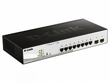 DGS-1210-10P/F3A Настраиваемый L2 коммутатор с 8 портами 10/100/1000Base-T и 2 портами 1000Base-X SFP (8 портов PoE 802.3af/at, PoE-бюджет 65 Вт)