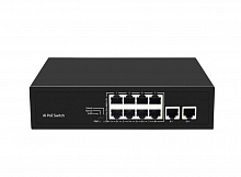 ST-NS008MB-MD - Неадминистрируемый коммутатор, 8 RJ-45 POE портов (10/100 Мбит/с), 2 RJ-45 Uplink порта (10/100 Мбит/с), бюджет на порт до 30 Вт, общий бюджет до 120 Вт.