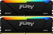 Память DDR4 2x16GB 3200MHz Kingston KF432C16BB2AK2/32 Fury Beast RGB RTL Gaming PC4-25600 CL16 DIMM 288-pin 1.35В kit single rank с радиатором Ret