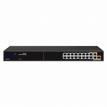 TR-NS11191S-285-16PoE - Неуправляемый коммутатор TRASSIR с 15 PoE портами (10/100 Мбит/с Base-TX PoE port), 1 PoE портом (10/100/1000 Мбит/с (Base-T)) и 1 SFP портоми и 2 RJ-45 Uplink ports.