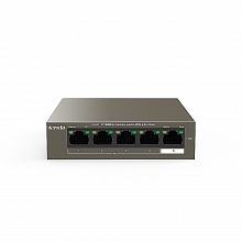 Tenda TEF1105P-4-38W - Коммутатор PoE неуправляемый, 5 портов 10/100 Мбит/с Base-TX RJ45, грозозащита по PoE до 6 кВ. Порты с 1 по 4 IEEE 802.3af PoE (15Вт на порт), Бюджет PoE 38Вт, грозозащита портов 6 кВ.