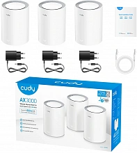 Бесшовный Mesh роутер Cudy M3000 (M3000(3-PACK) WHITE) AX3000 100/1000/2500BASE-T белый (упак.:3шт)