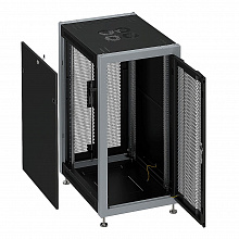 SYSMATRIX SL 6833.934 Шкаф монтажный телекоммуникационный 19" напольный 33U 600x800x1600mm (ШхГхВ) передняя дверь перфорированная, задняя дверь двухстворчатая перфорированная, поворотная ручка с замком, цвет черный (RAL 9004/RAL 7000)