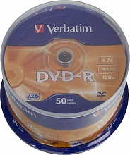 Диск DVD-R Verbatim 4.7Gb 16x Cake Box (50шт) (43548)
