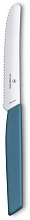 Нож кухонный Victorinox Swiss Modern (6.9006.11W2) стальной столовый для томатов лезв.110мм серрейт. заточка синий