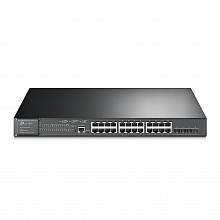 TL-SG3428XMP - JetStream 24 портовый гигабитный управляемый PoE+ коммутатор уровня 2+ с 4 SFP+ слотами 10GE, бюджет PoE до 384 Вт