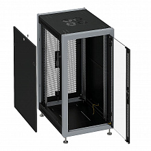 SYSMATRIX SL 6027.914 Шкаф монтажный телекоммуникационный 19" напольный 27U 600x1000x1330mm (ШхГхВ) передняя дверь стеклянная, задняя дверь двухстворчатая перфорированная, поворотная ручка с замком, цвет черный (RAL 9004/RAL 7000)