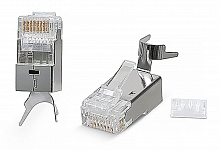 Cabeus 8P8C-SH-C7(1.5)-TWP - Коннектор RJ-45(8P8C), под витую пару, категория 6a/7/7a, экранированный, универсальный (для одножильного и многожильного кабеля), для проводников с толщиной по изоляции до 1,50 мм, со вставкой
