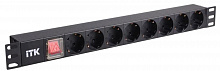 PH12-8D3 ITK PDU 8 розеток нем. стандарт, с LED выключателем,1U, без шнура, вх. C14, алюминиевый профиль