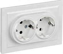 Розетка силов. IEK Brite РСш12-3-БрБ BR-R24-16-K01-F 2розет. двойн. скрыт. зазем. штор. IP20 белый (упак.:1шт)