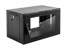 ШРН-6.350-9005 - Шкаф телекоммуникационный настенный сварной 6U (600 х 350) съёмные стенки, дверь стекло, чёрный, ЦМО