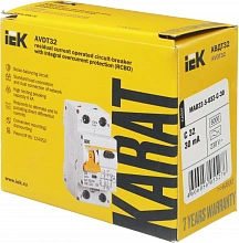 Выключатель автом. дифф. тока IEK MAD22-5-032-C-30 АВДТ 32 32A тип C 6kA 30мА A 1П+Н 230В 2мод белый (упак.:1шт)