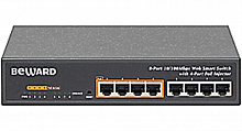 STW-8P4 - Коммутатор управляемый Web/Smart коммутатор, 8 портов 10/100Мбит/с (из них 4 с поддержкой PoE IEEE 802.3af), PoE бюджет 55 Вт