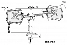 Кронштейн для мониторов Cactus CS-VM-D08-BK черный 13"-27" макс.8кг настольный поворот и наклон