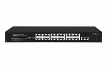 GL-SW-F005-24P - Коммутатор NIKOMAX, неуправляемый, 24 PoE (802.3af/at) порта 10/100Мбит/с 1-8 порт до 250 метров cat.6, 2 * COMBOSFP 1000Мбит/с, 300Вт