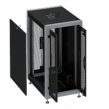 SYSMATRIX SL 6642.944 Шкаф монтажный телекоммуникационный 19" напольный 42U 600x600x2000mm (ШхГхВ) передняя дверь двухстворчатая перфорированная, задняя дверь двухстворчатая перфорированная, поворотная ручка с замком, цвет черный (RAL 9004/RAL 7000)