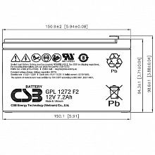 Батарея для ИБП CSB GPL1272 F2 FR 12В 7.2Ач