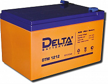 DTM 1212 - Аккумулятор Delta герметичный свинцово-кислотный, 12В/12Ач, ножевые клеммы 6,35 мм (F2), 151х98х95мм, 3,8 кг