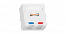 NMC-WO2UD2-FT-ST-WT - Настенная розетка NIKOMAX, 2 порта, Кат.5e (Класс D), 100МГц, RJ45/8P8C, FT-TOOL/110/KRONE, T568A/B, неэкранированная, со шторками, белая.
