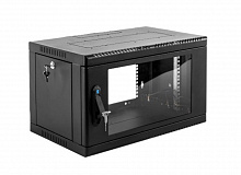 ШРН-6.500-9005 - Шкаф телекоммуникационный настенный сварной 6U (600 х 500) съёмные стенки, дверь стекло, чёрный, ЦМО