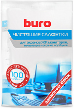 Салфетки Buro BU-Zscreen для экранов мониторов/плазменных/ЖК телевизоров/ноутбуков мягкая упаковка 100шт влажных