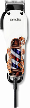 Машинка для стрижки Andis US-1 Fade in Barber Pole Design белый/рисунок (насадок в компл:5шт)